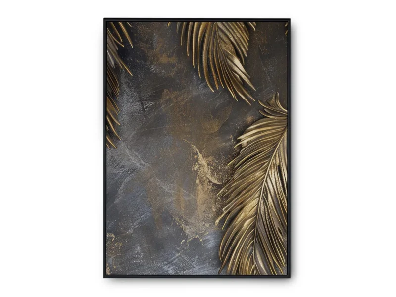 Arte Lujoso Hojas de Oro sobre Mármol Oscuro