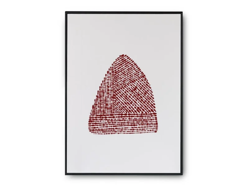 Arte Ilustración Minimalista Piedra de Tinta Roja