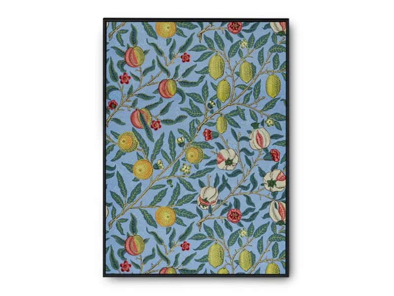 Póster Ilustración Patrones de Limones entre Flores Blancas y Rojas