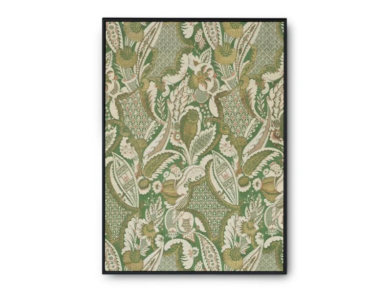 Póster Ilustración Patrones de Hojas y Flores Verdes