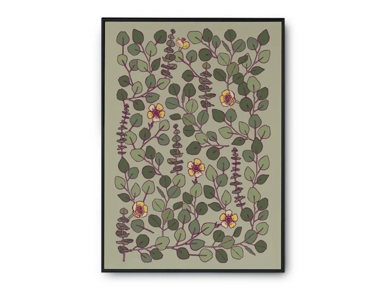 Póster Ilustración Patrones de Enredaderas Verdes