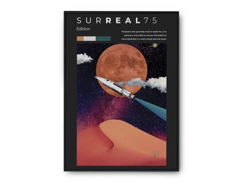 Poster Ilustración Surreal 75 Nave Espacial en Marte