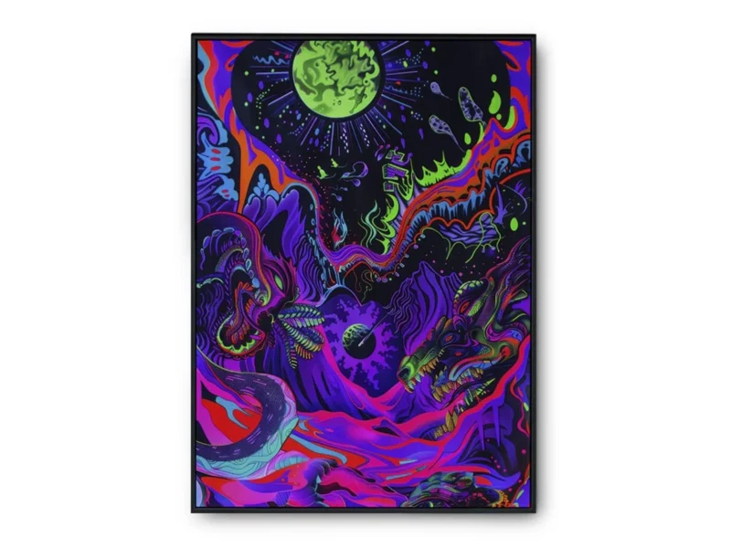 Póster Trippy Ilustración Criaturas del Vacío con Colores Neón