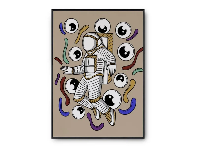 Póster Ilustración Vectorial Astronauta entre Ojos