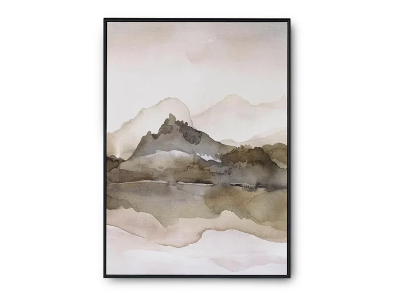 Arte Pintura en Acuarela Reflejos de Montañas