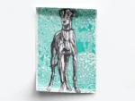 Arte Perro Galgo con Fondo Turquesa