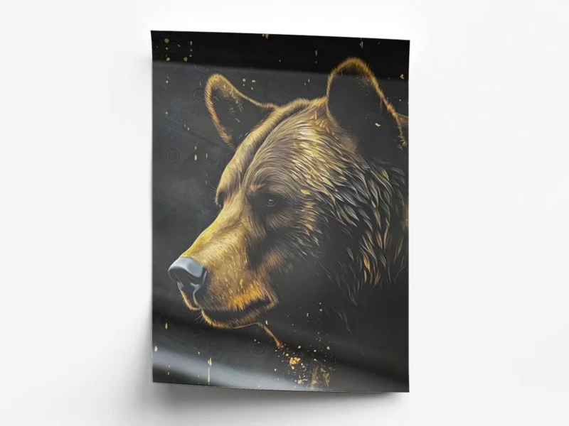 Arte Lujoso Oso Negro con Oro