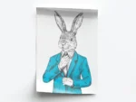 Arte Dibujo Conejo Elegante con Traje Turquesa