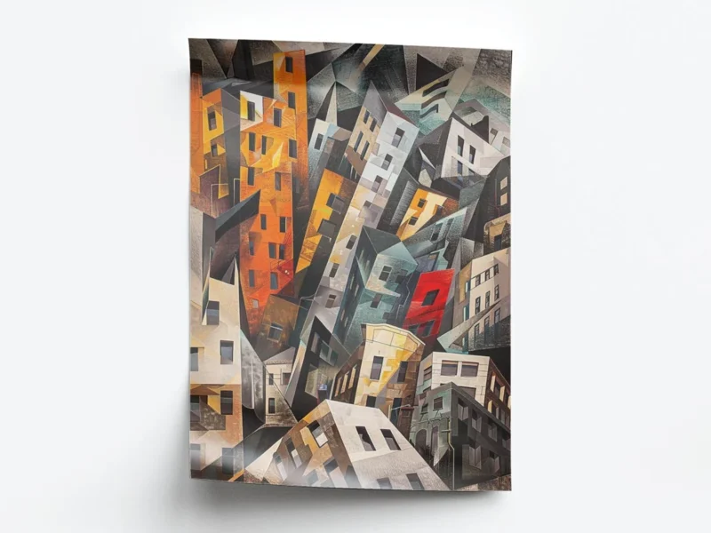 Arte Ilustración Abstracta Edificios Amontonados