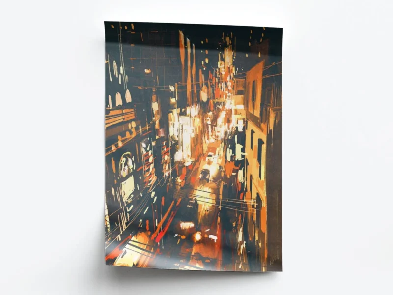 Arte Pintura Vista Superior de Luces en la Ciudad