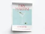 Arte Ilustración Cocktail Dry Martini en Tono Turquesa