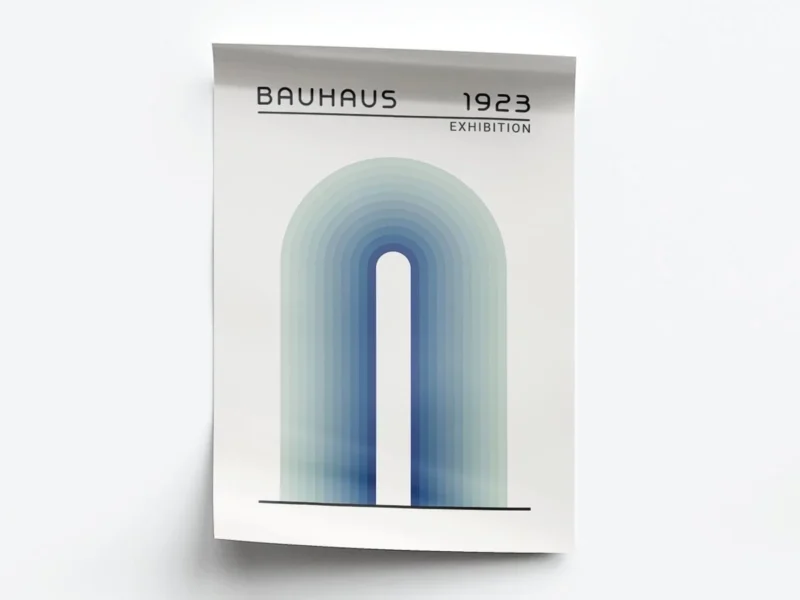 Arte Ilustración Bauhaus Arcos en Gama de Azul