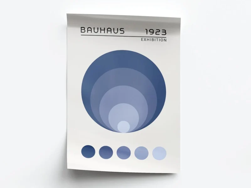Arte Ilustración Bauhaus Círculos en Gama de Azul