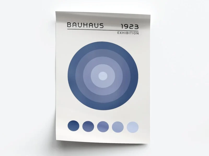Arte Ilustración Bauhaus Círculos Azules Centrados