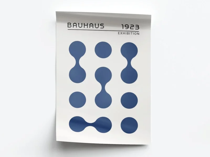 Arte Ilustración Bauhaus Círculos Azules Individuales y Unidos