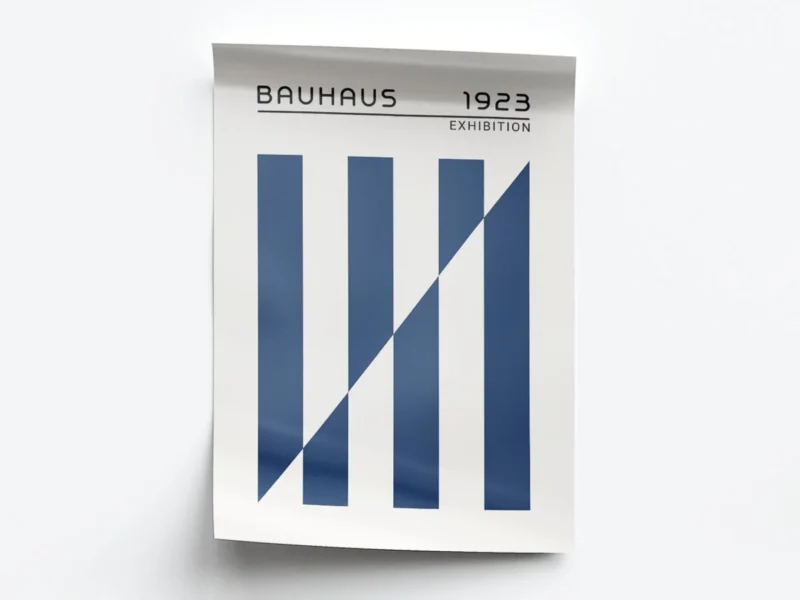 Arte Ilustración Bauhaus Lineas Gruesas Azules Opuestas