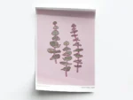 Arte Ilustración Plantas Acuáticas Minimalistas con Fondo Rosa