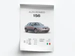 Póster Minimalista Alfa Romeo 156 con Especificaciones