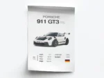 Póster Minimalista Auto Deportivo GT3 RS con Especificaciones