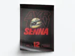 Póster F1 Ayrton Senna Casco y Letras Rojas