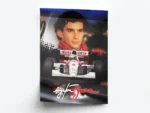 Póster F1 Ayrton Senna Piloto, Auto y Firma