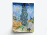 Arte Pintura Van Gogh Camino con Ciprés y Estrella