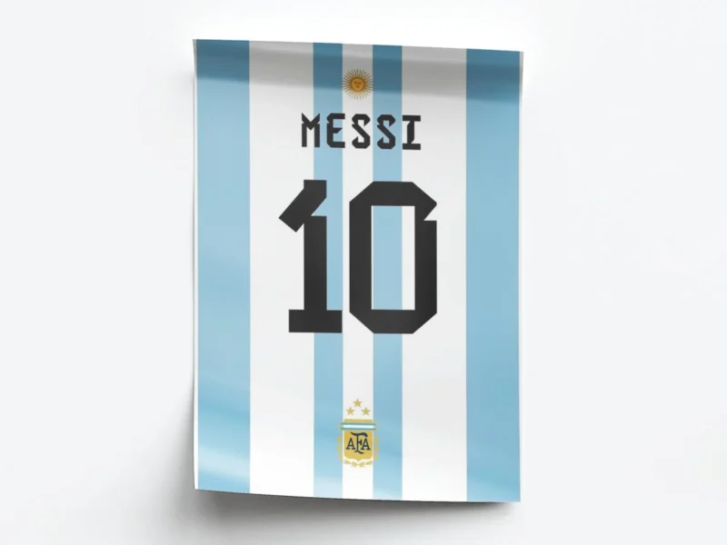 Póster Lionel Messi Dorsal Uniforme de Argentina Minimalista