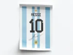 Póster Lionel Messi Dorsal Uniforme de Argentina Minimalista con Margen Blanco