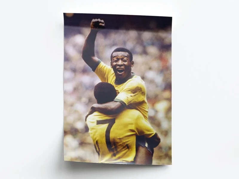 Póster Pelé Celebrando con Puño Arriba