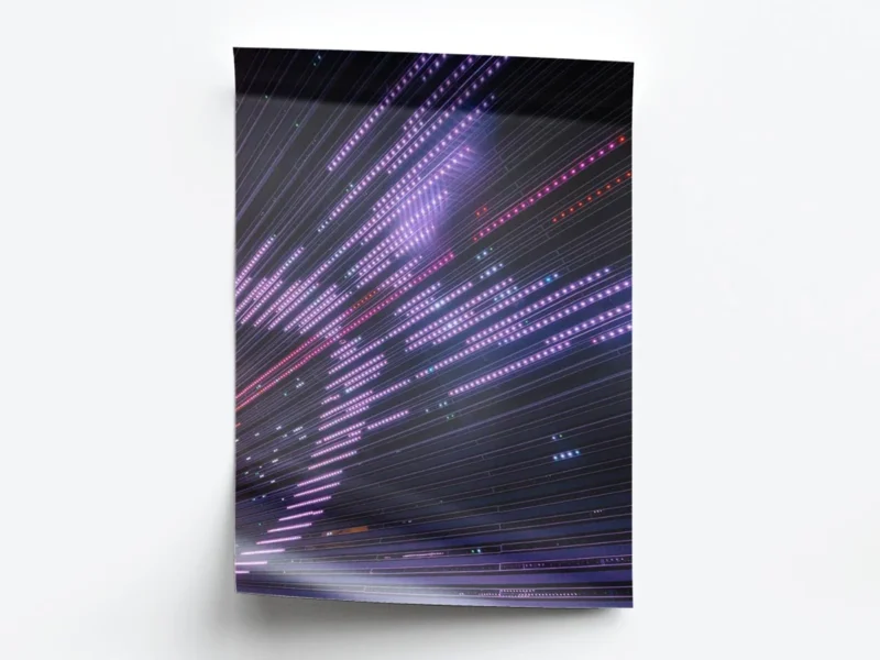 Póster Futurista X con Luces Moradas