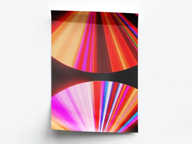 Póster Futurista Medios Círculos con Rayos de Colores