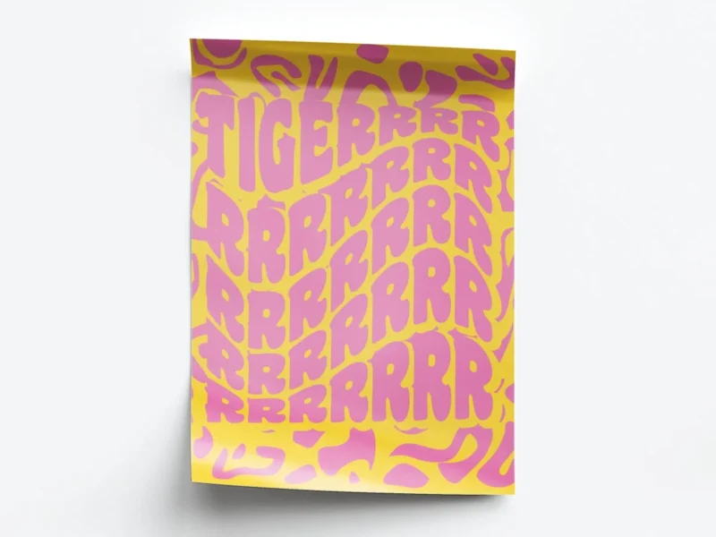 Póster Ilustracion Letras Groovy con Palabra Tigerrr