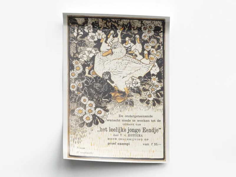 Arte Ilustración Japonesa Patos entre Margaritas