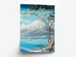 Arte Ilustración Japonesa Paisaje Árbol, Agua y Montaña