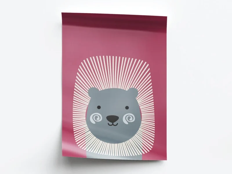 Póster Infantil Ilustración Puerco Espín Minimalista