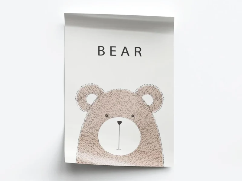 Póster Infantil Oso Tierno Minimalista
