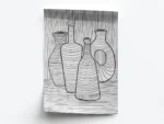 Arte Lineal Vasijas y Botellas Compuestas por Lineas Negras