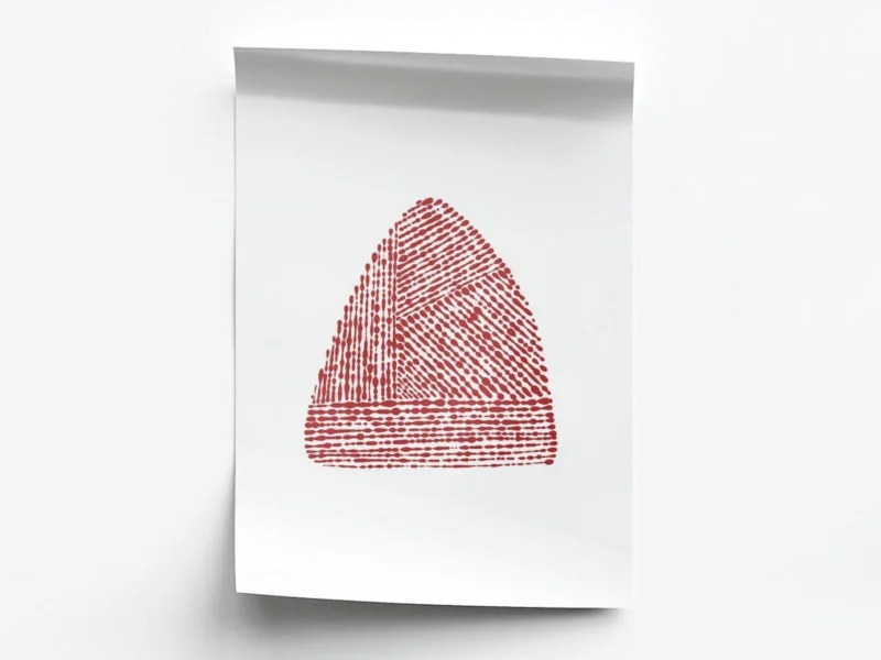 Arte Ilustración Minimalista Piedra de Tinta Roja
