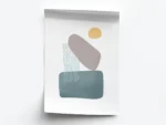 Arte Ilustración Minimalista Cascada con Sol