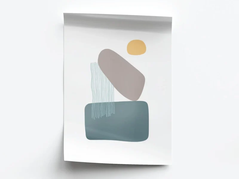 Arte Ilustración Minimalista Cascada con Sol