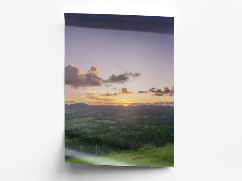 Póster Fotografía Paisaje de Campo Verde al Atardecer