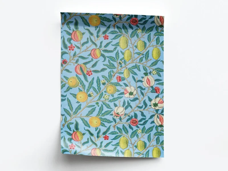 Póster Ilustración Patrones de Limones entre Flores Blancas y Rojas