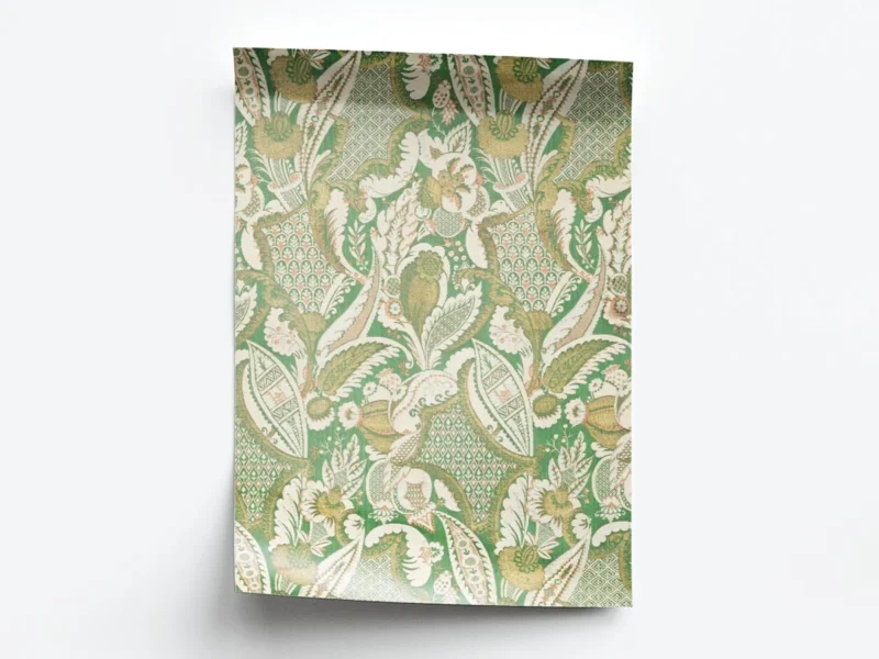 Póster Ilustración Patrones de Hojas y Flores Verdes