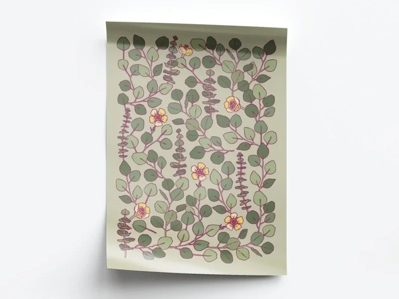 Póster Ilustración Patrones de Enredaderas Verdes