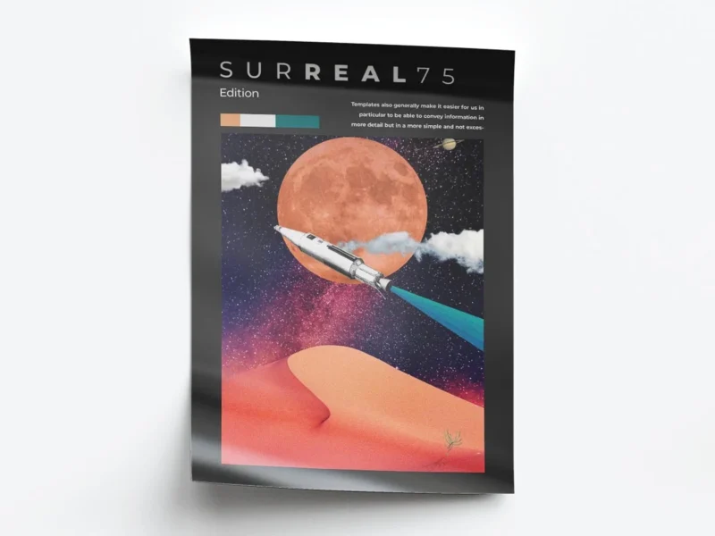 Poster Ilustración Surreal 75 Nave Espacial en Marte
