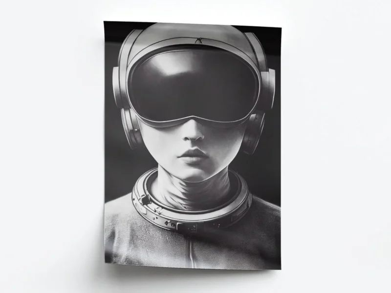 Poster Ilustración Retrato de Astronauta con Casco Moderno
