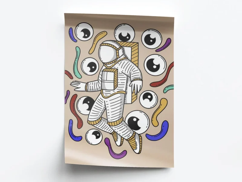 Póster Ilustración Vectorial Astronauta entre Ojos