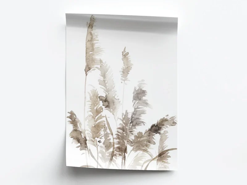 Arte Pintura en Acuarela  Hojas en Tonos Grises